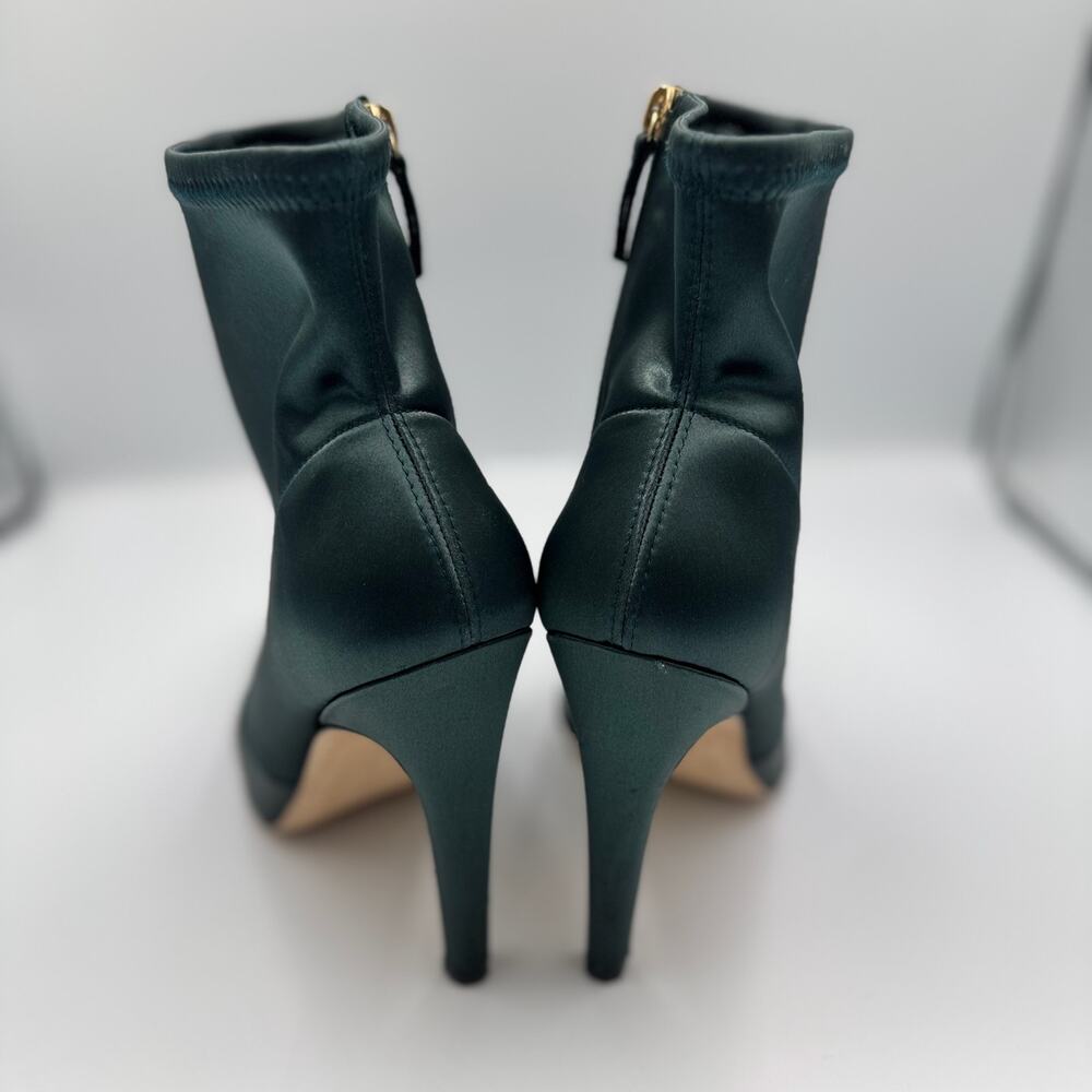Good American The Icon Satin Sock Bootie Emerald Green Pointed Stiletto Heel 10 - Picture 7 of 16